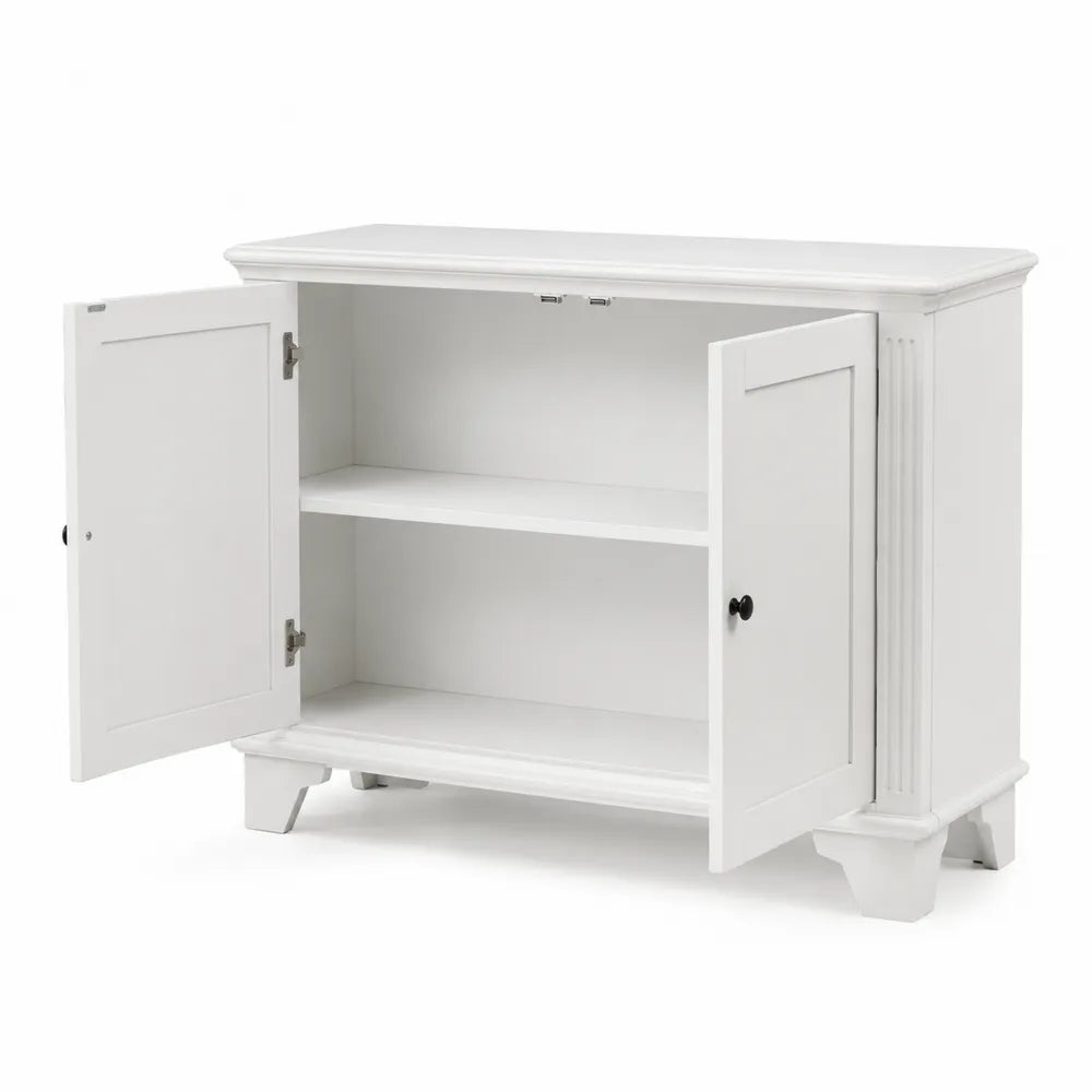 Credenza in legno composito MDF bianca 90x40x75 cm con ante