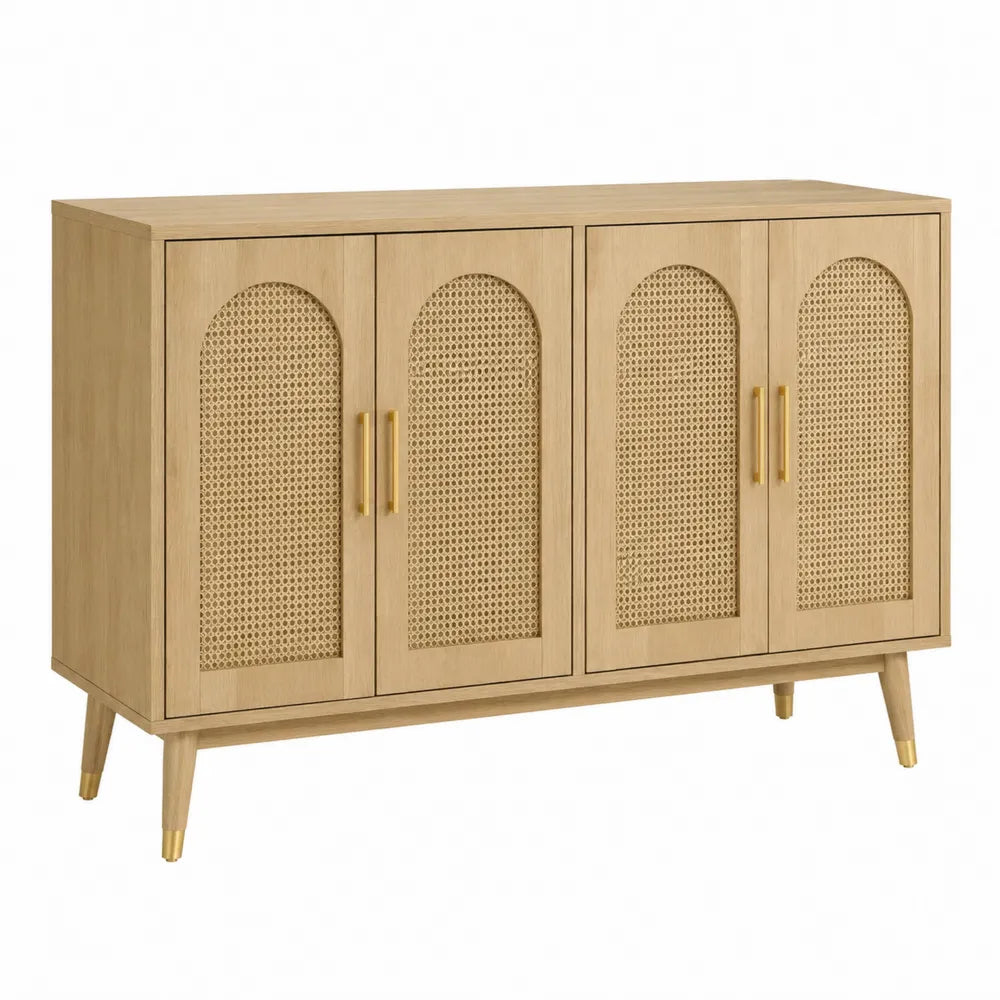 Credenza in legno e rattan 80x120x40 cm