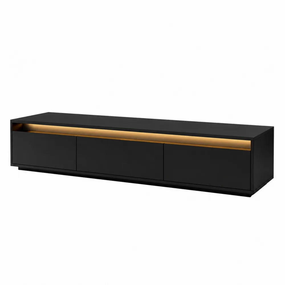 Mobile TV in MDF nero opaco con LED 180x38x42 cm