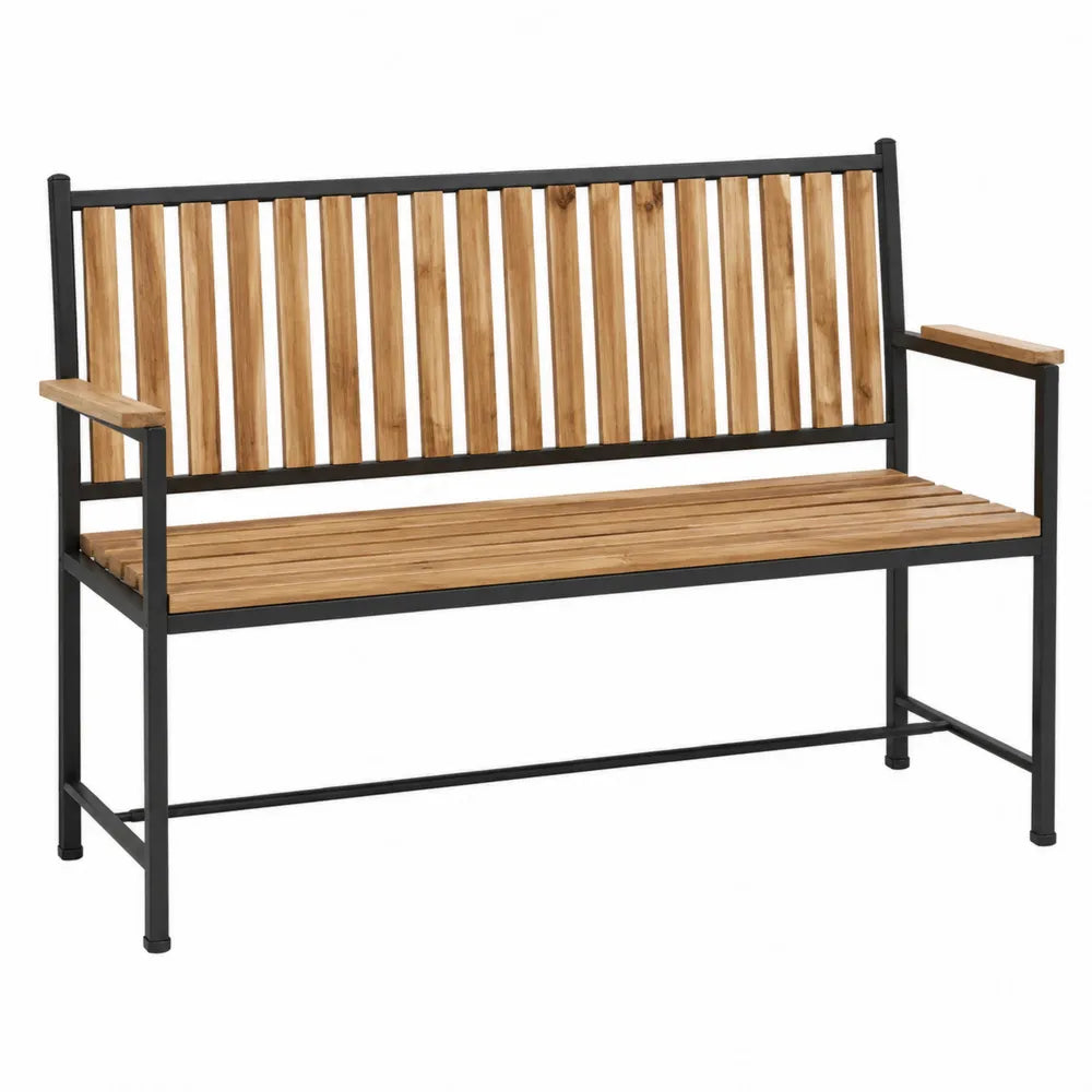 Panca da giardino in legno di teak e metallo
