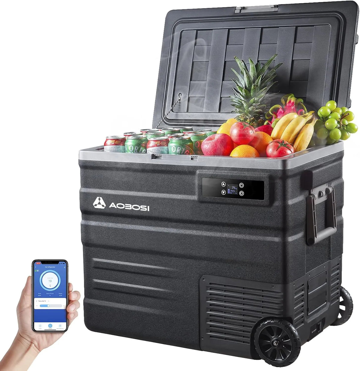Frigorifero portatile 12, 24V, 65 L, 24 V, auto, mini frigo portatile, RV e Viaggi, AAOBOSI Frigo Portatile 65L