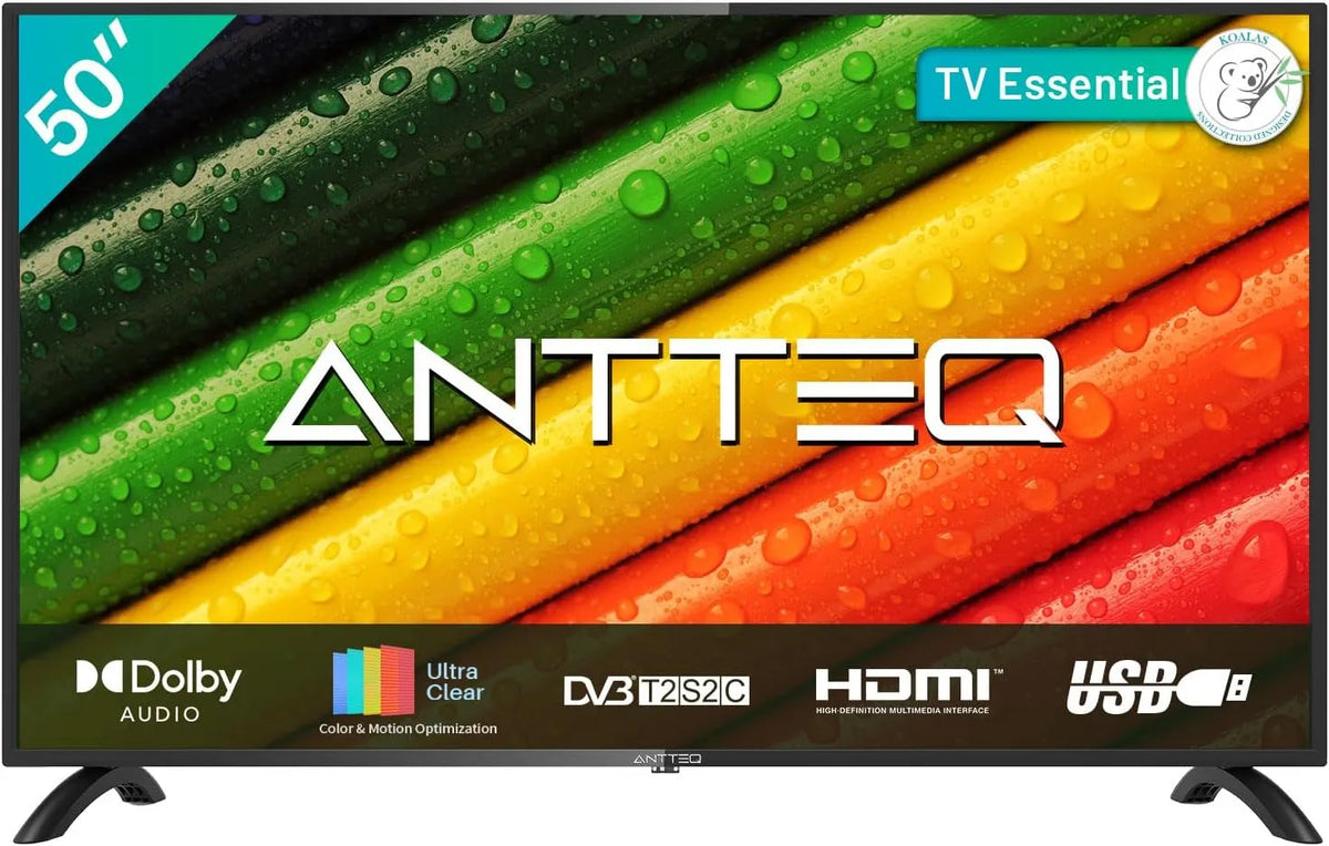 Smart TV, 50 pollici, televisore, Antteq AB50D1, triplo tuner DVB-T2, S2, audio Dolby, HDMI, USB, Televisori 127 cm, CI+, modalità Hotel inclusa