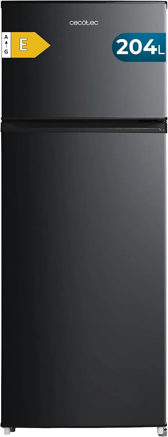 Cecotec Bolero CoolMarket 2D Frigorifero combinato, 204 L, classe energetica E, Inverter, illuminazione LED, frigo con congelatore, nero, Altezza 143