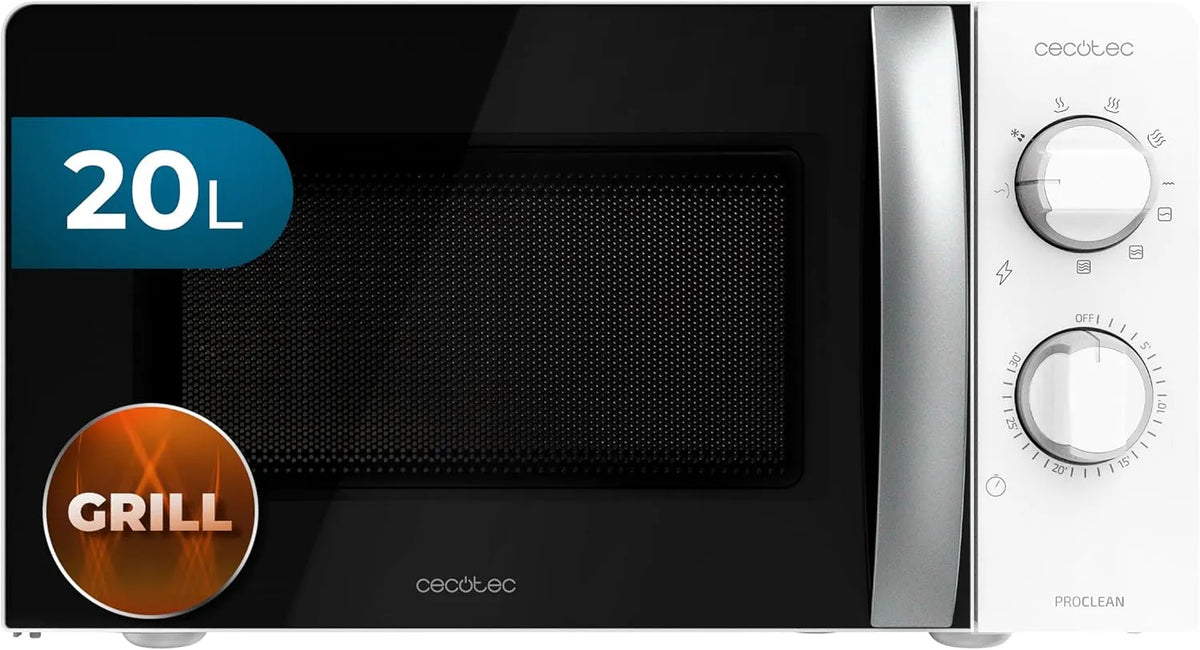 Cecotec 3DWave Forno a microonde, 20 L, 700 W, grill, timer, scongelamento, 6 livelli di potenza, tecnologia 3DWave, 700W