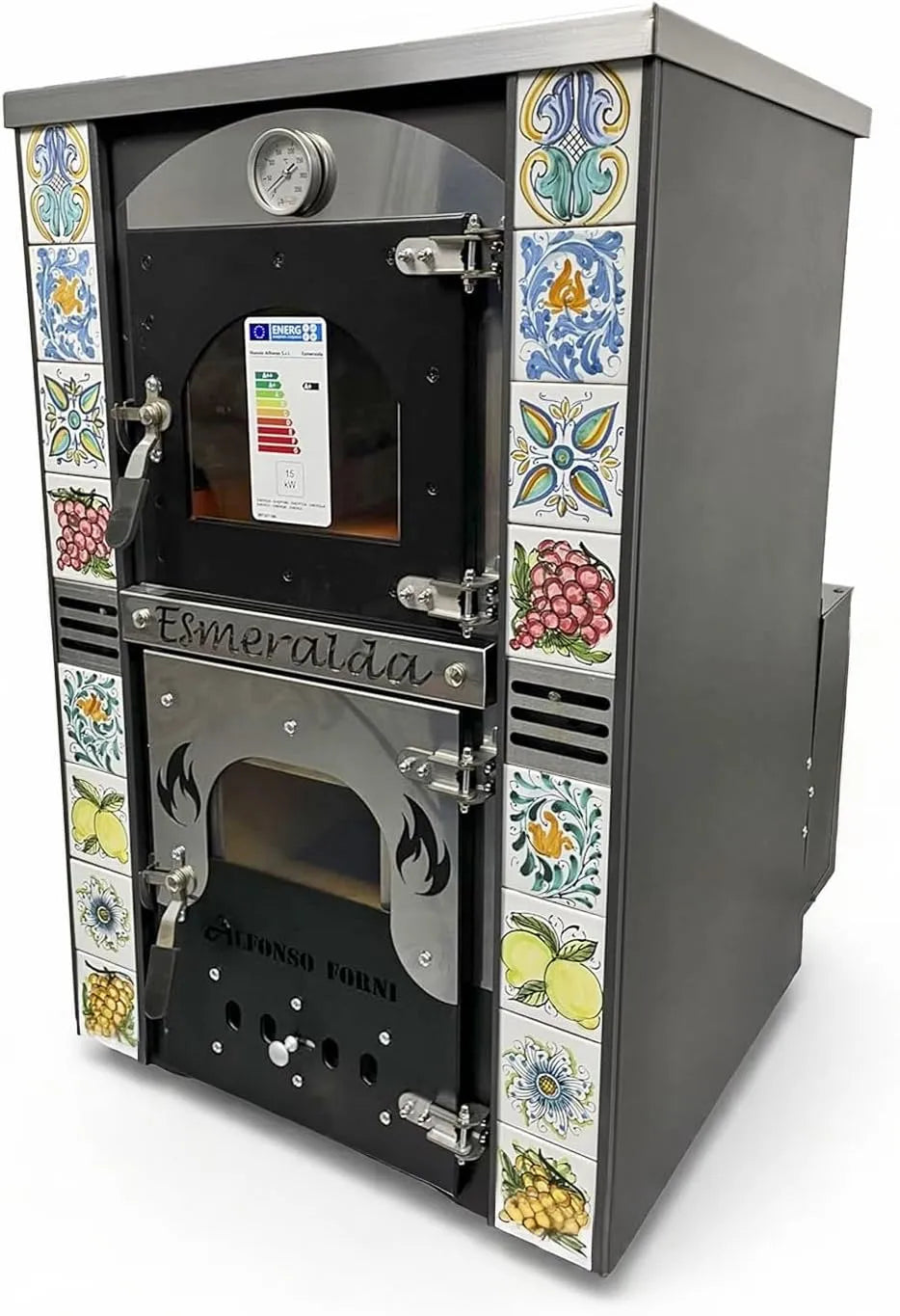 Forno elettrico, acciaio inox, Stufa A Legna Economica in Acciaio Verniciato Antracite, Potenza Riscaldamento 25 Kw, Stufa a Legna Termo ventilata con
