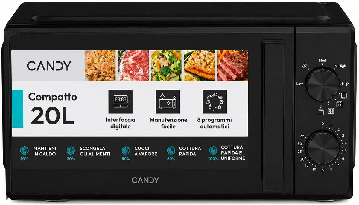 Candy Forno a microonde, 20 L, 700 W, grill, nero, 700W, Candy Forno a Microonde con Grill 20 Litri