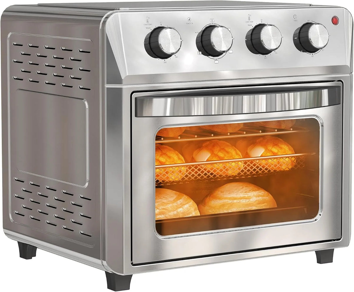 Forno elettrico, 24 L, 1600 W, 90 a 230 °C, argento, HOMCOM Mini Forno a Convezione 24L 1600W 90-230°C Argento