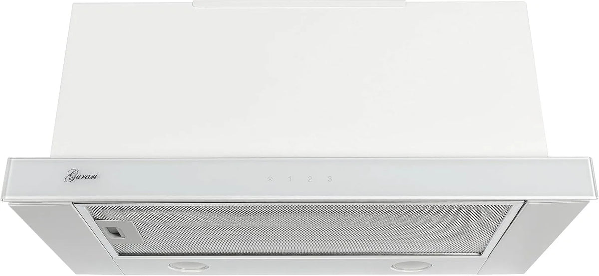 Dell Cappa aspirante, 60 cm, 1000 m3/h, cappa da cucina, scarico e ricircolo, da incasso, bianco, 3 passi, GURARI Capa a schermo piatto GCH B 117 WH