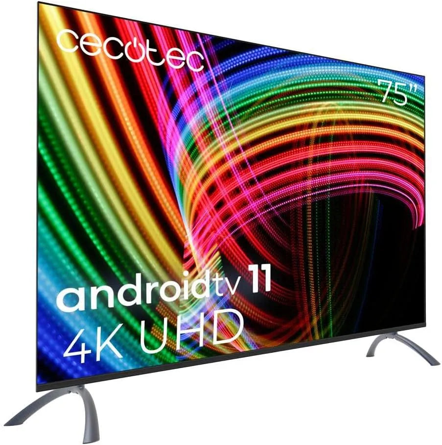 Cecotec ALU30075 Smart TV, 75 pollici, televisore, 4K UHD, HDR, Android OS, Dolby Vision & Atmos, HDR10, 2023, HBBTV, Android TV 11, Frameless