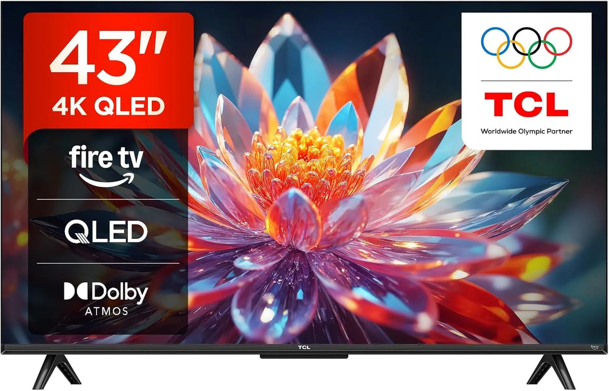TCL 43T6C Smart TV, 43 pollici, televisore, 4K UHD, QLED, HDR, audio Dolby, Fire TV con Dolby Atmos