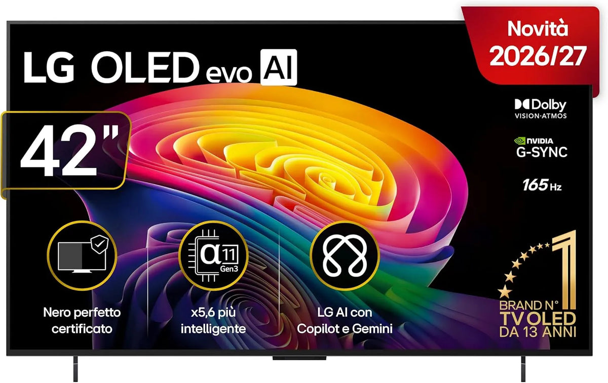 LG OLED42C64LA Smart TV, 42 pollici, televisore, 4K UHD, Serie C6 2026 Smart TV 4K - OLED42C64LA