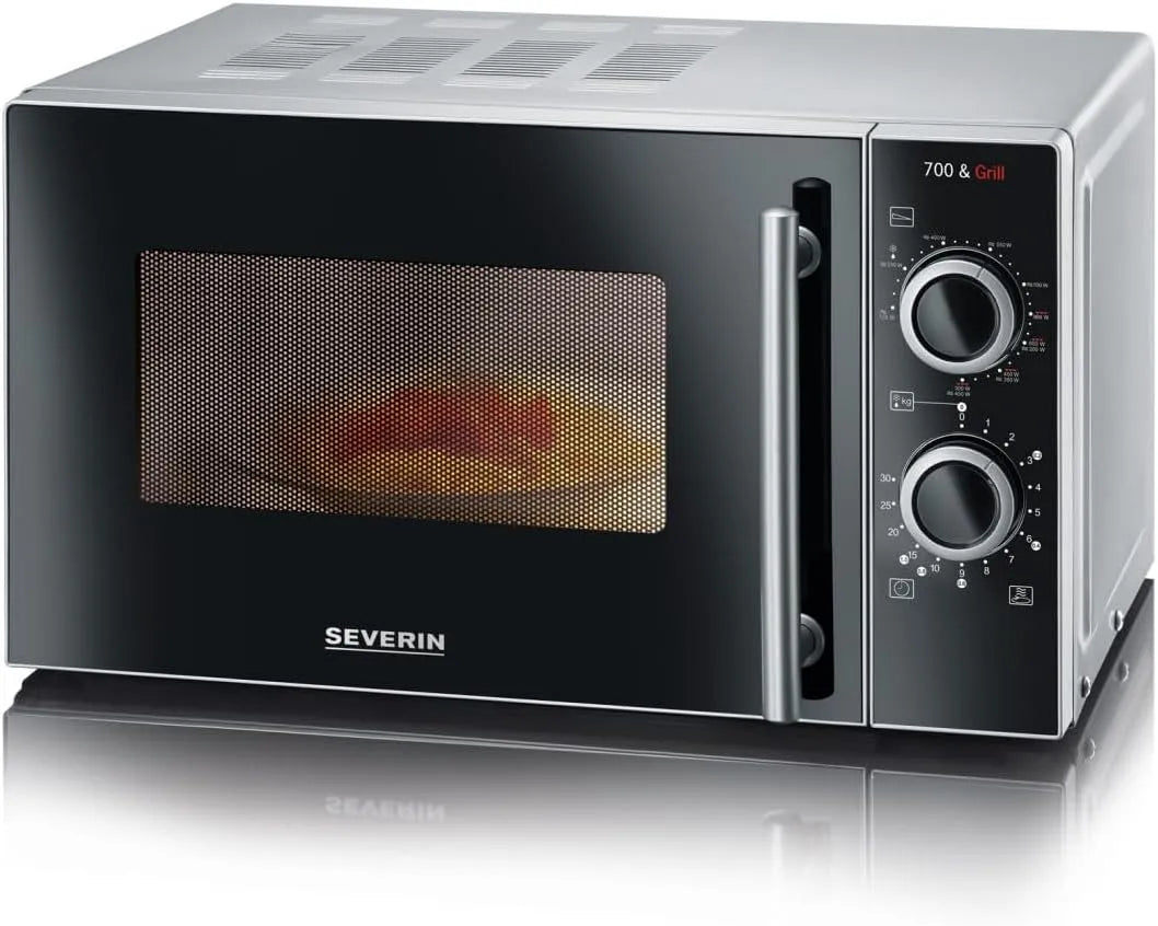 Severin 2in1 Forno a microonde, 700 W, 9 programmi, grill, nero, MW 7771, Microonde con Griglia e Piatto Girevole
