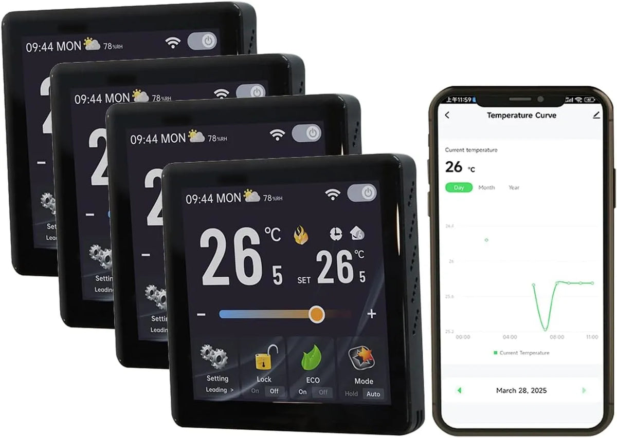 Dell Condizionatore, touch, Programmabile 7 Giorni, Termostato Centralizzato Condizionatore d'Aria per Fan Coil e Sistemi di Canalizzazione dell'Aria