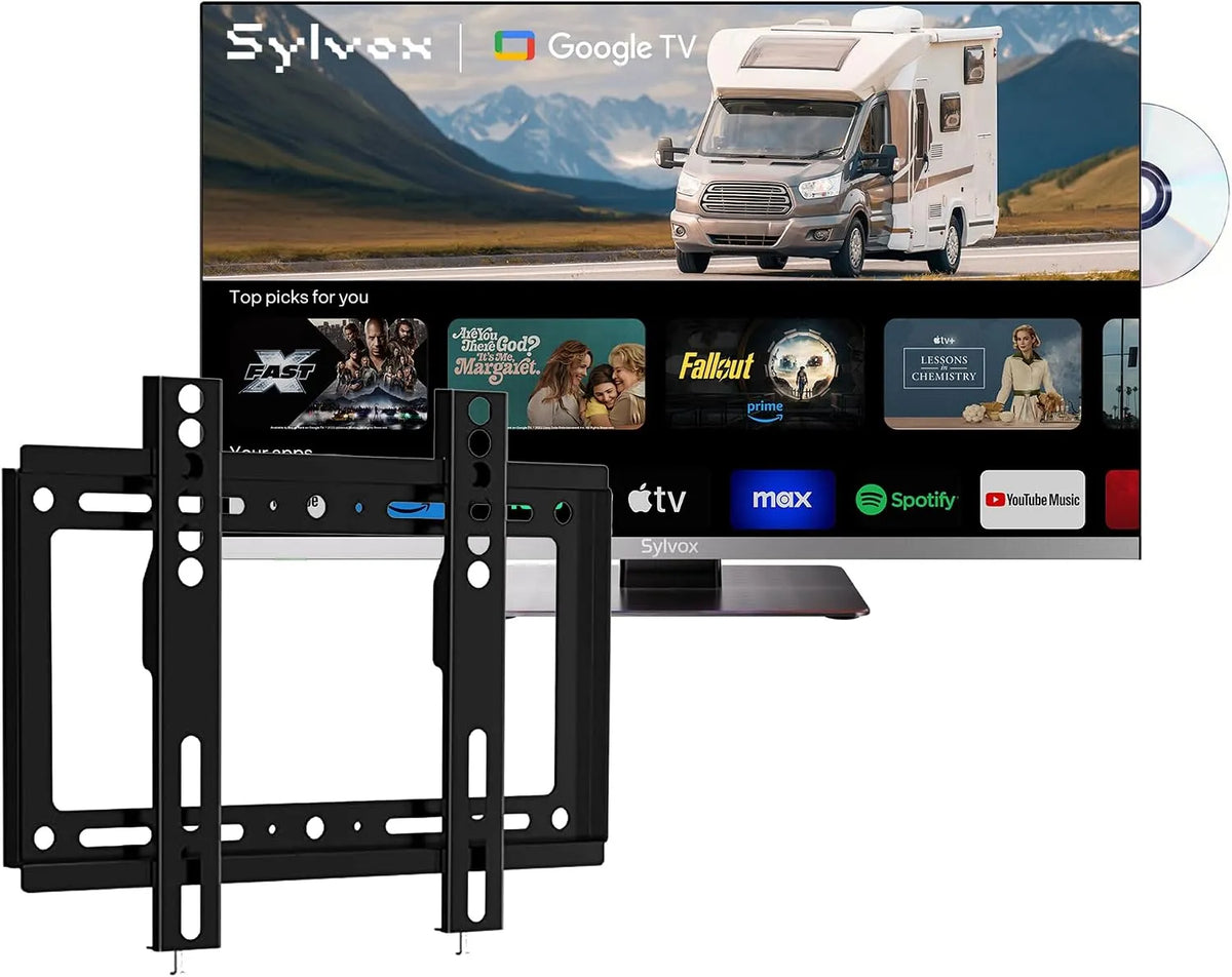 Google Smart TV, 24 pollici, televisore, SYLVOX Smart Google TV 24' per Camper +Supporto TV Regolabile