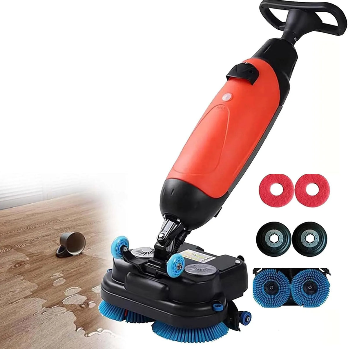 Lavasciuga, 43 Cm, lavatrice, asciugatrice, professionale, rosso, 240 Giri, Min, Lucidatrice E Pulitrice per Pavimenti Multifunzione, Pulizia Profonda