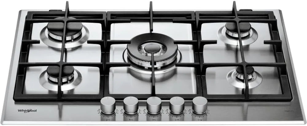 Whirlpool 7522/IXL Piano cottura a gas, 75 cm, 5 fuochi, acciaio inox, fornello a gas, GMAL