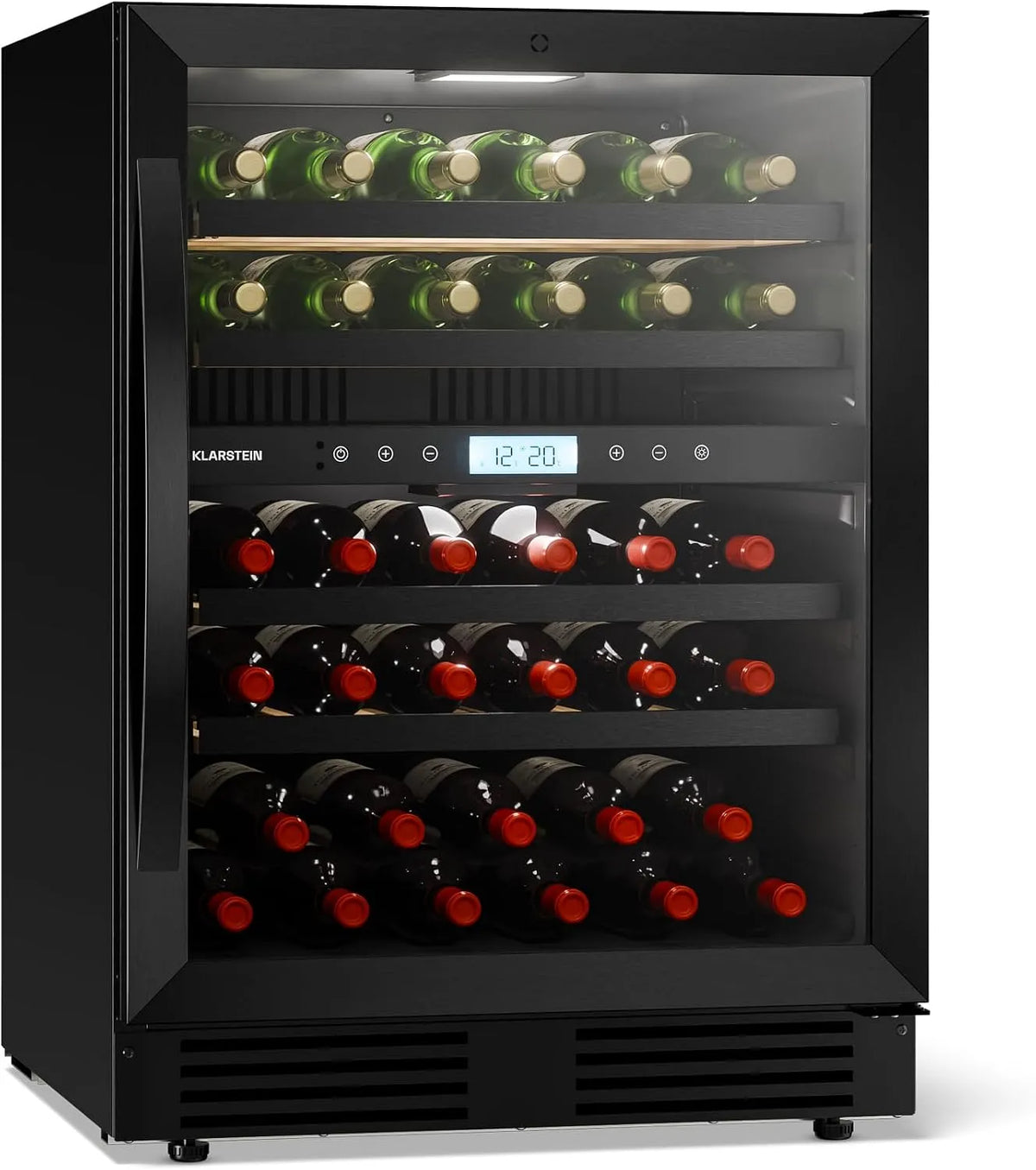 Klarstein Frigorifero, 43 bottiglie, sportello in vetro anti UV, KLARSTEIN VeroSteel - Frigorifero per vino sottopiano, controllo