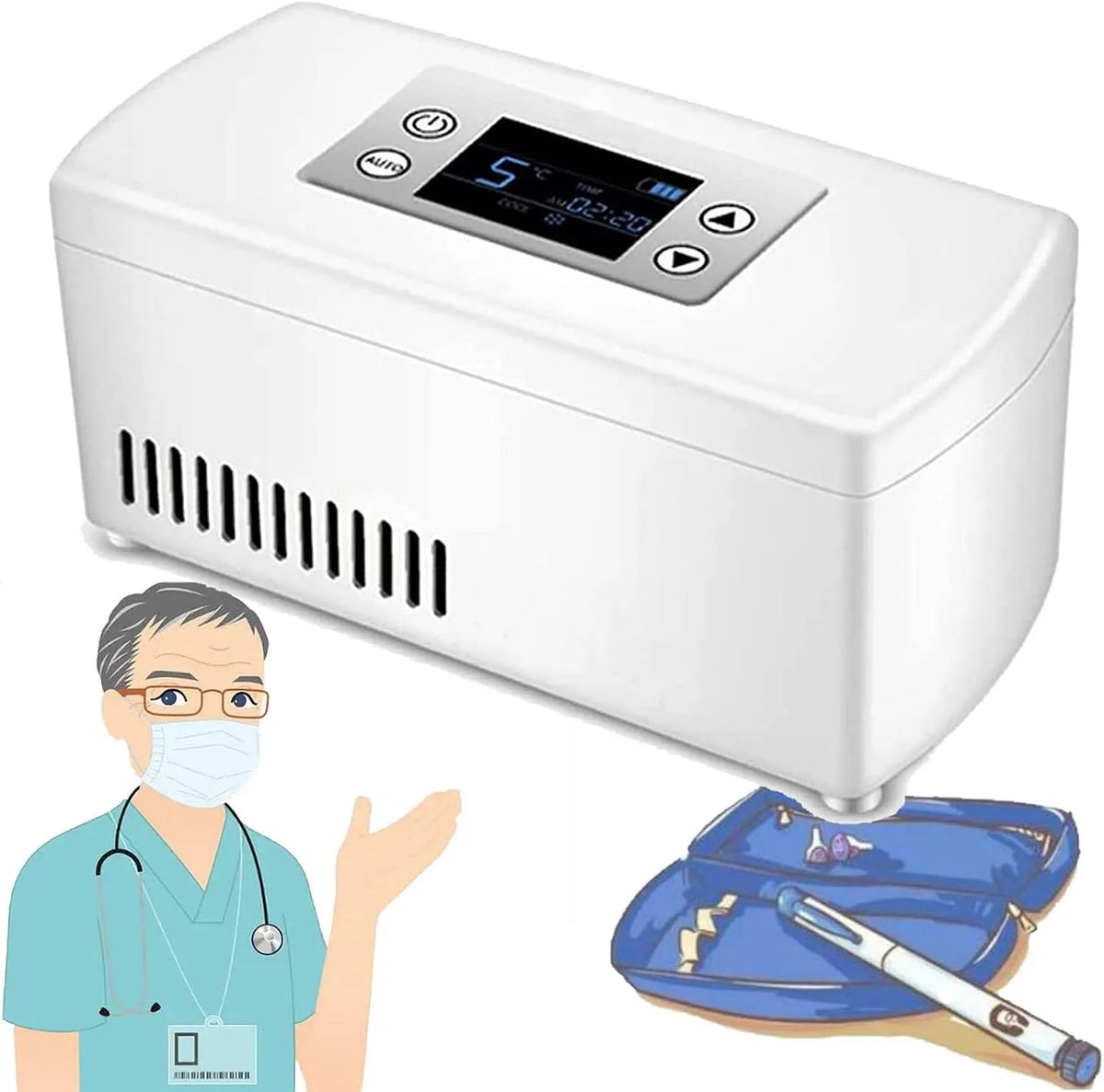 Frigorifero portatile, professionale, trasporto di insulina e farmaci, mini frigo portatile, all'aperto, campeggio, lavoro, Singlebattery