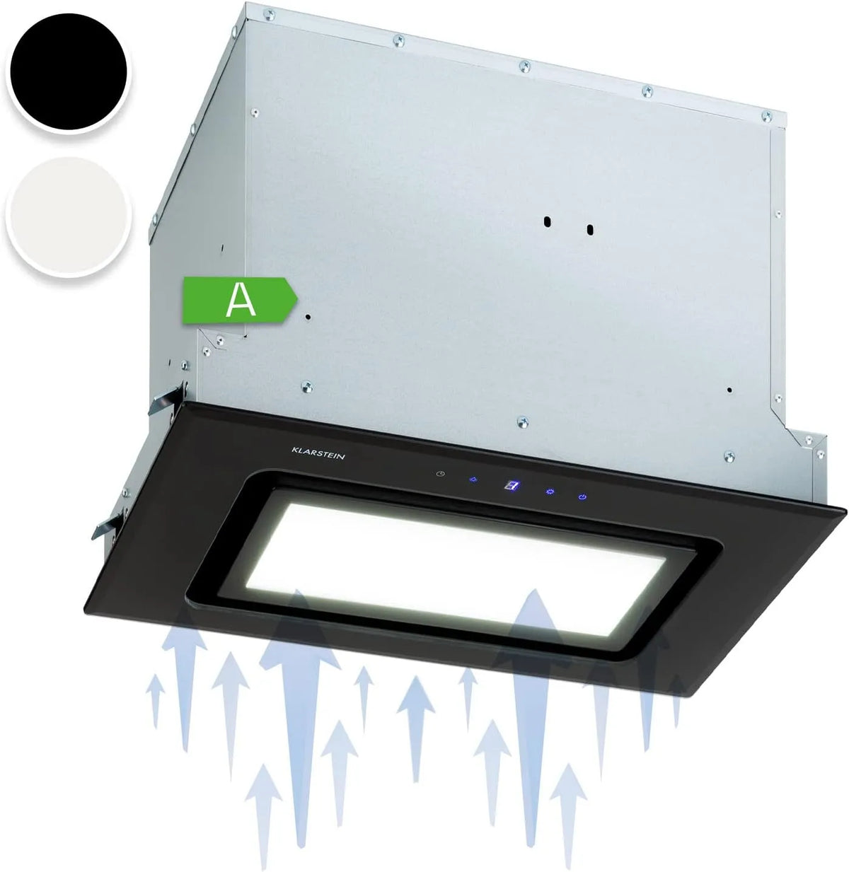 Klarstein Lavastoviglie, 506 m3/h, da incasso, touch, Incasso con Flusso d'Aria 506m3, Cappa Cucina con Filtro, LED, Cucina in Alluminio Lavabile in