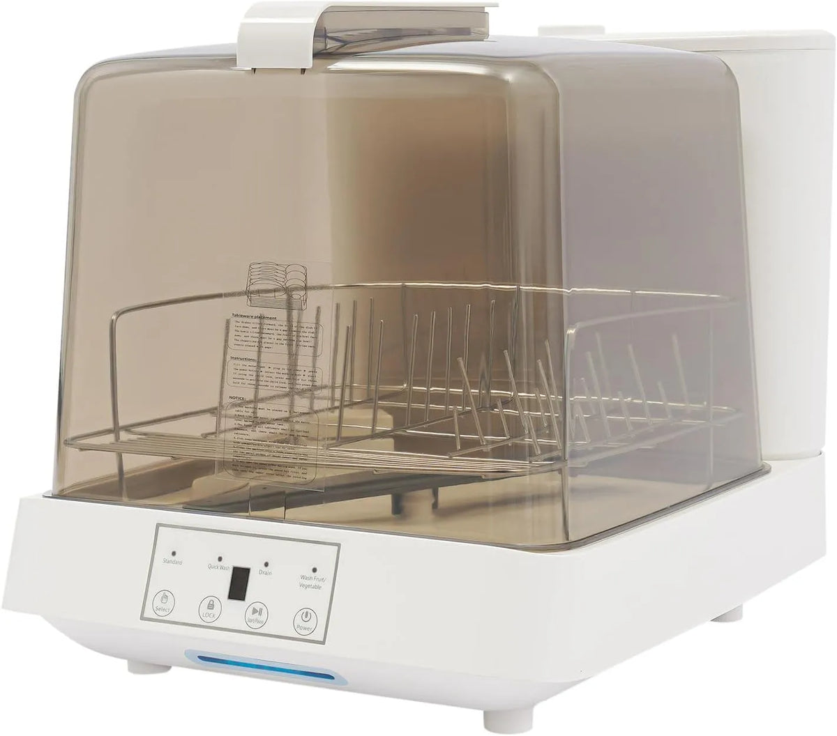 Lavastoviglie, 8 L, 800 W, touch, bianco, asciugatura a 30 minuti, lavaggio a 360°, consumo 8 l, norma UE, autoportante