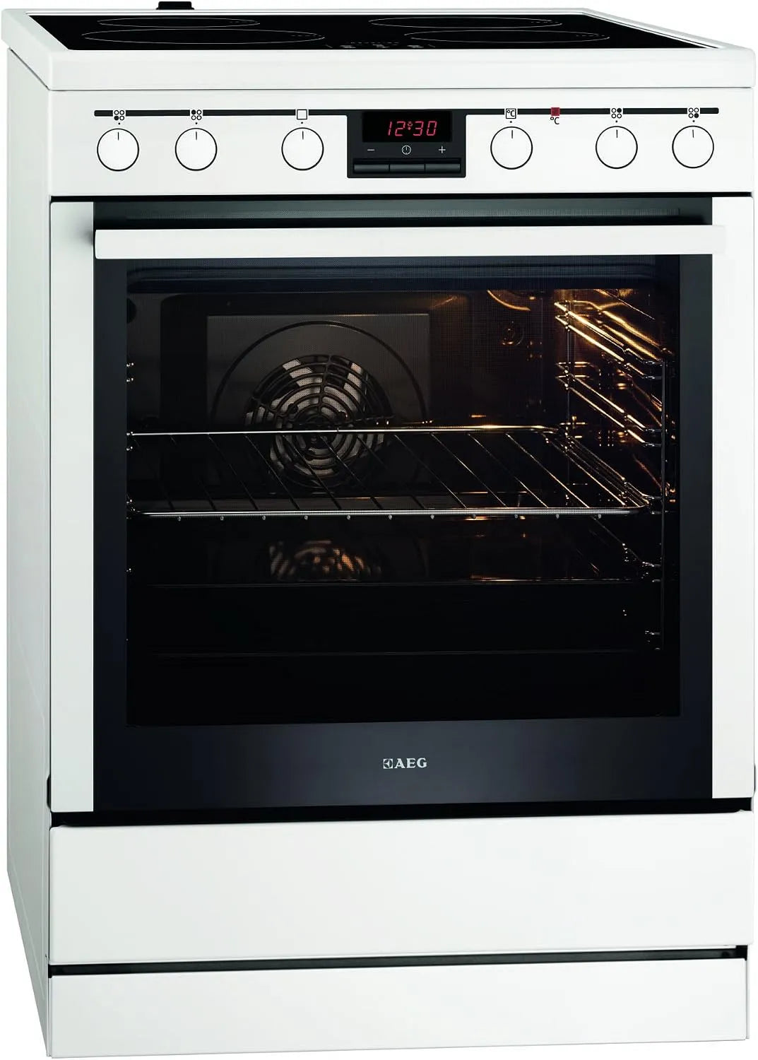 AEG 47056IU-WN Piano cottura in vetroceramica, 60 cm, 72 L, 4 fuochi, classe energetica A, timer, nero, teglia XL, AEG 47056IU-WN - Forno elettrico