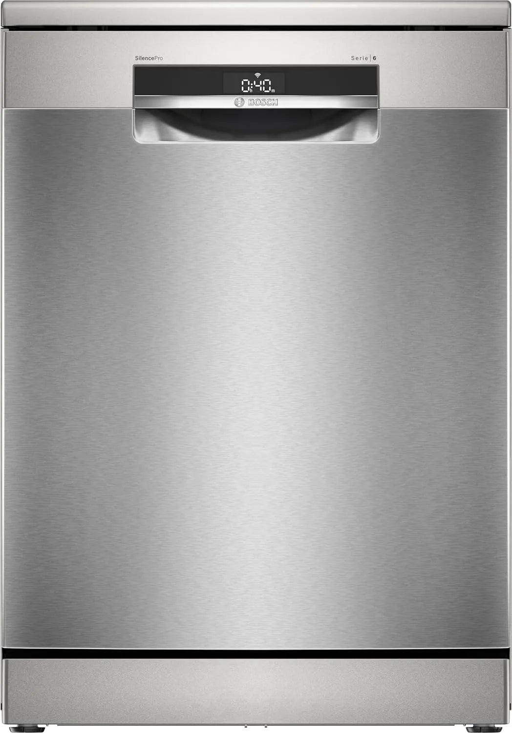 Bosch Serie 6 SMS6ZCI12E Lavastoviglie, 60 cm, Home Connect, libera installazione, acciaio inox, PerfectDry, Diagnostica da remoto, Extra Clean Zone