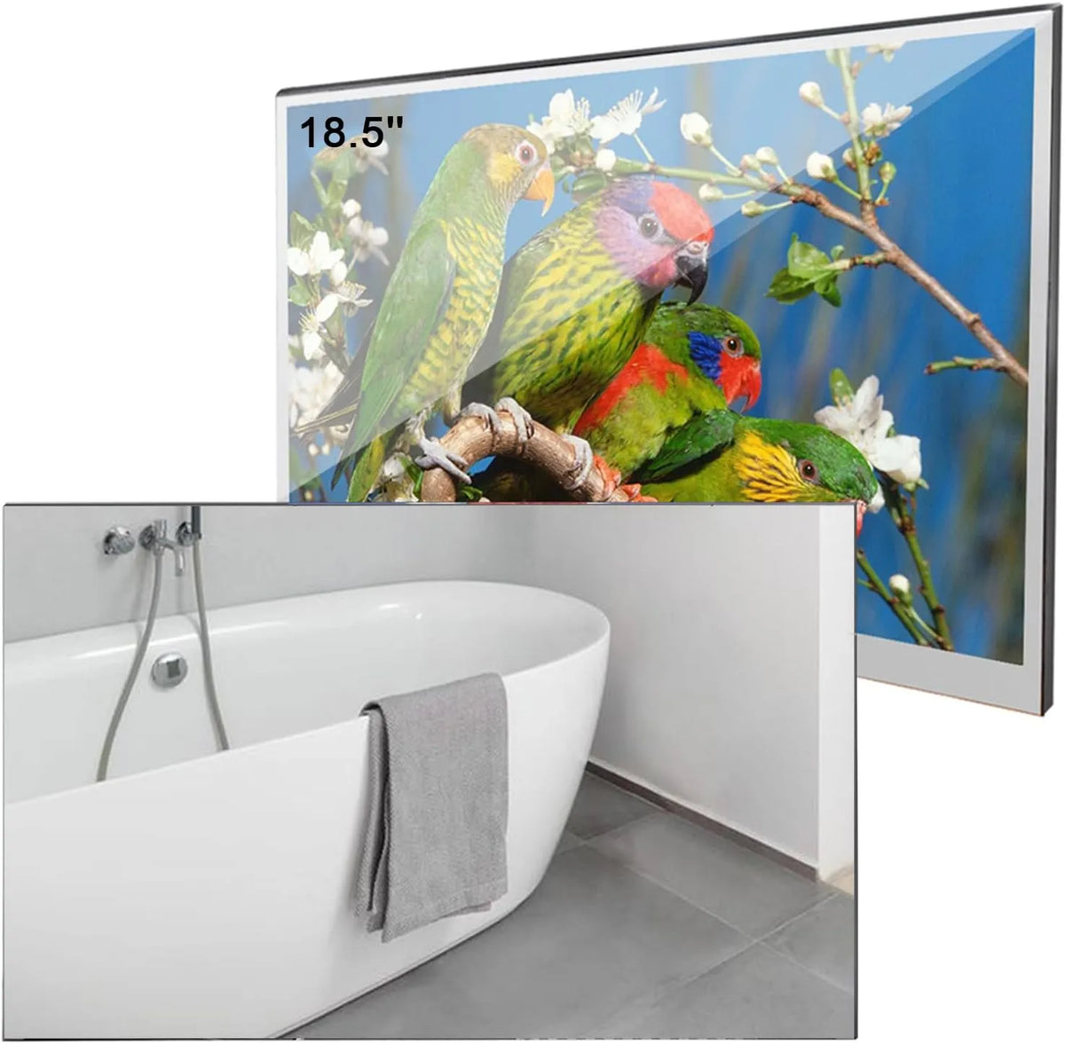 Smart TV 1080p M185, 18, 5 pollici, televisore, Wi-Fi, IP65, Bluetooth, Android OS, sistema Android 14, Modello 2025, Soulaca TV LED Specchio