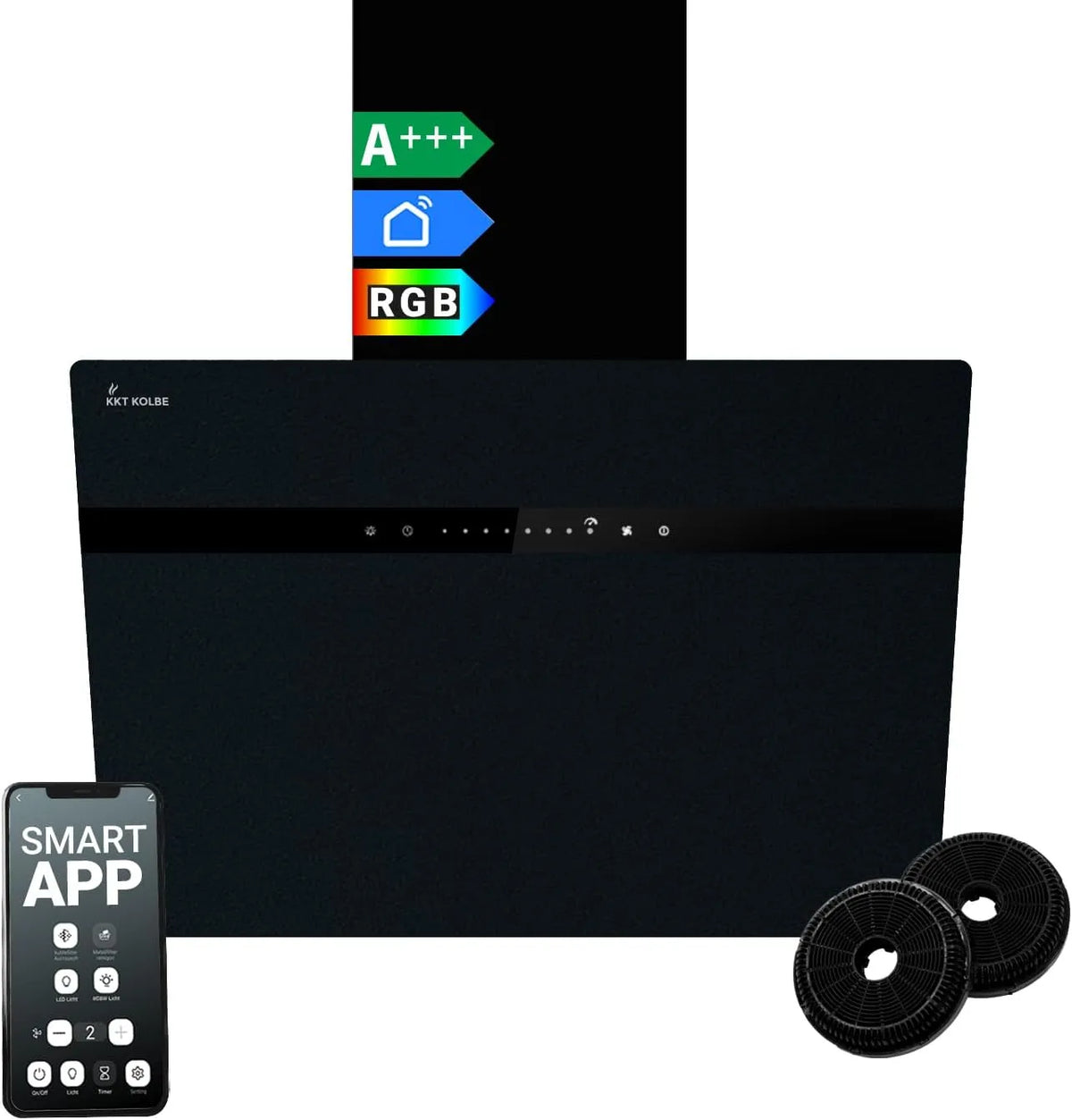 Cappa aspirante STYLE6005SMAO, 60 cm, cappa da cucina, montaggio a parete, nero, KKT KOLBE Cappa aspirante a parete STYLE6005SMAO