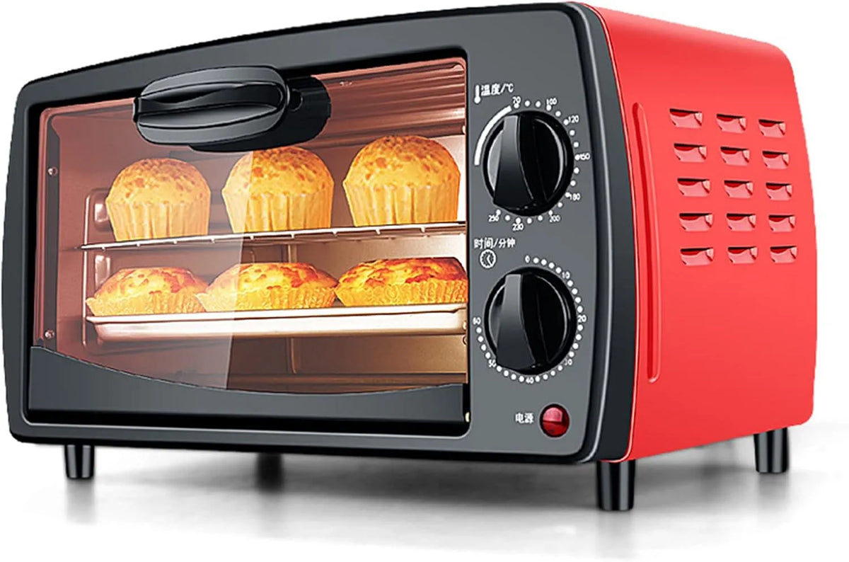 Forno a microonde, 12 L, 800 W, libera installazione, scongelamento, 2 zone di temperatura, acciaio inox, rosso, 10 kg Max, 5 Livelli Di Potenza