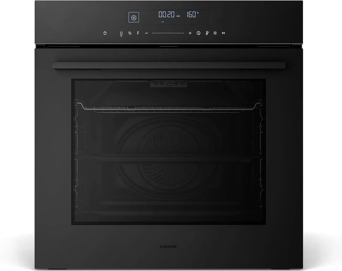 Klarstein Forno elettrico, 60 cm, 74 L, 13 programmi, classe energetica A, da incasso, touch, timer, nero, 13 Funzioni, Triplo Vetro, Facile da Pulire