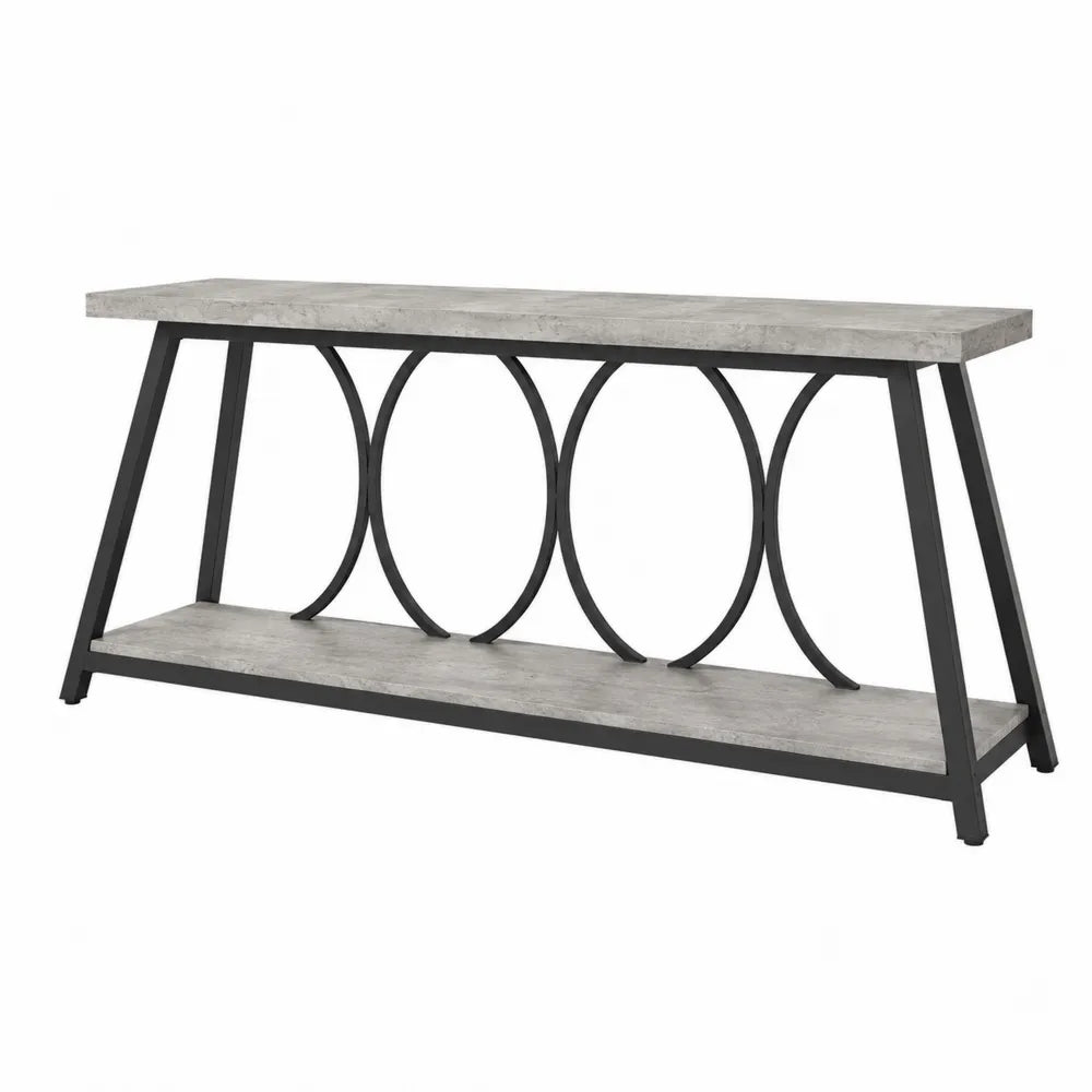 Consolle in Legno e Metallo Grigio/Nero