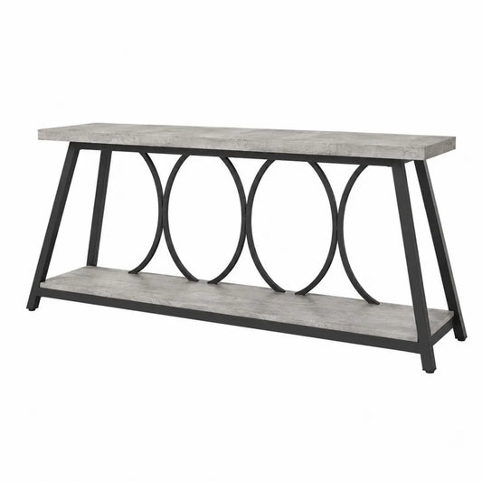 Consolle in Legno e Metallo Grigio/Nero