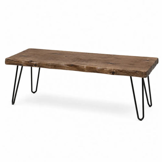 Panca in legno massello di acacia e metallo 120x40x45 cm