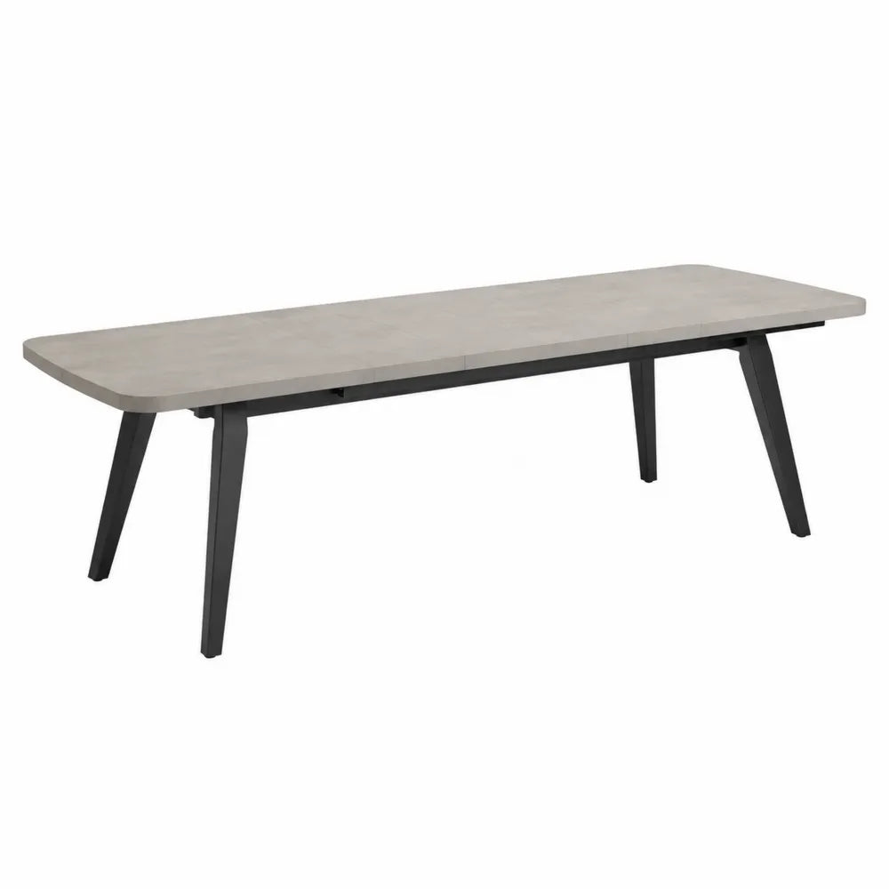 Tavolo rettangolare da esterno in alluminio e pietra 200x90x75 cm grigio