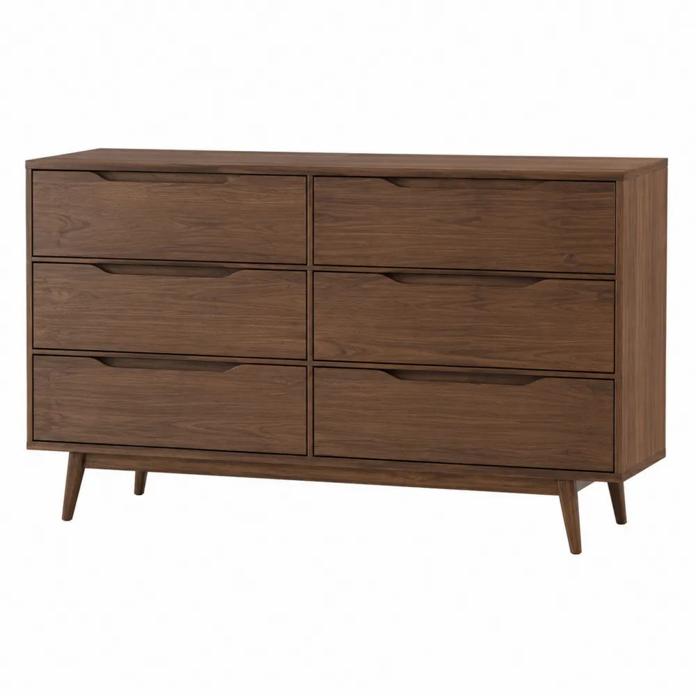 Cassettiera in legno di noce con 6 cassetti