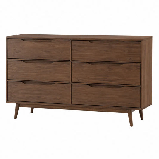 Cassettiera in legno di noce con 6 cassetti