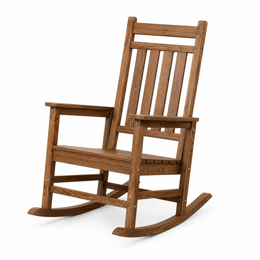 Sedia a dondolo in legno massello marrone