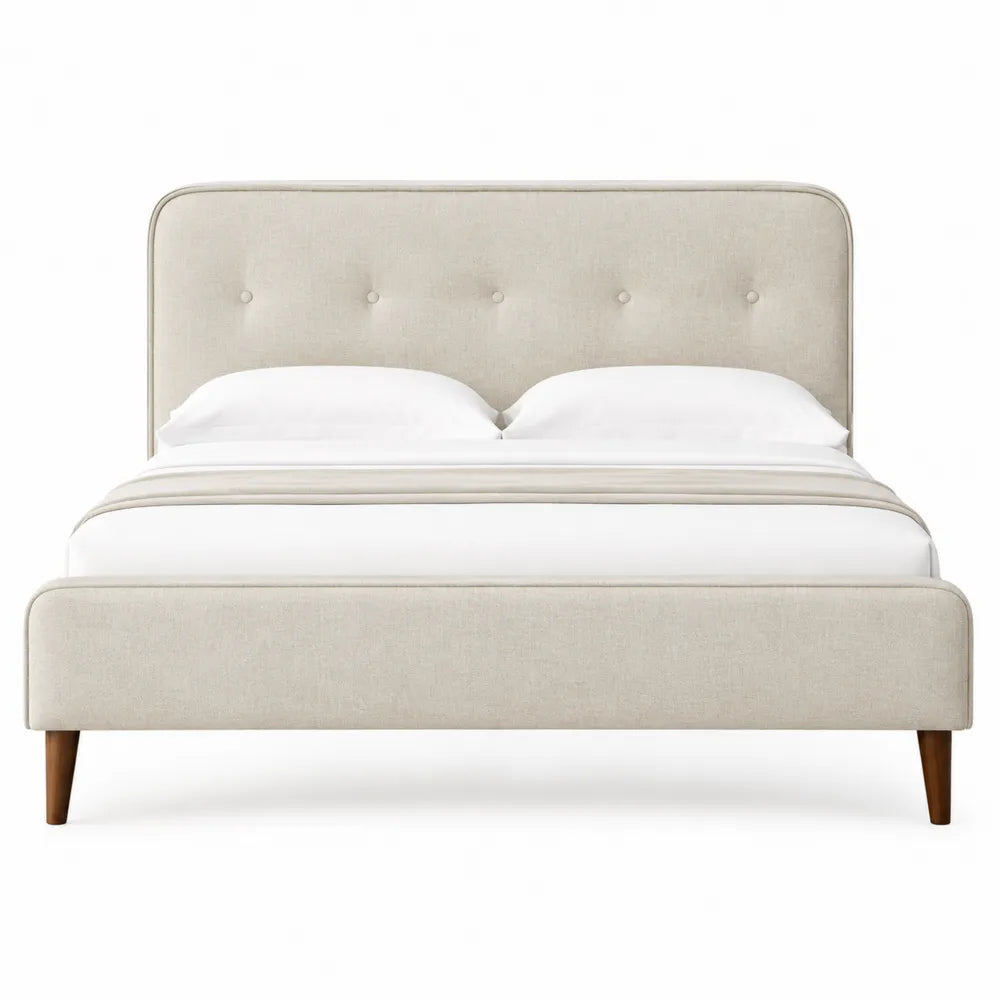 Letto matrimoniale in tessuto con piedini in legno 200x160 cm