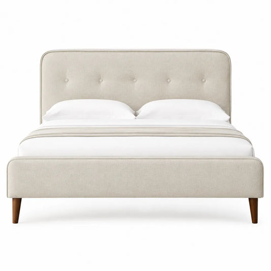 Letto matrimoniale in tessuto con piedini in legno 200x160 cm