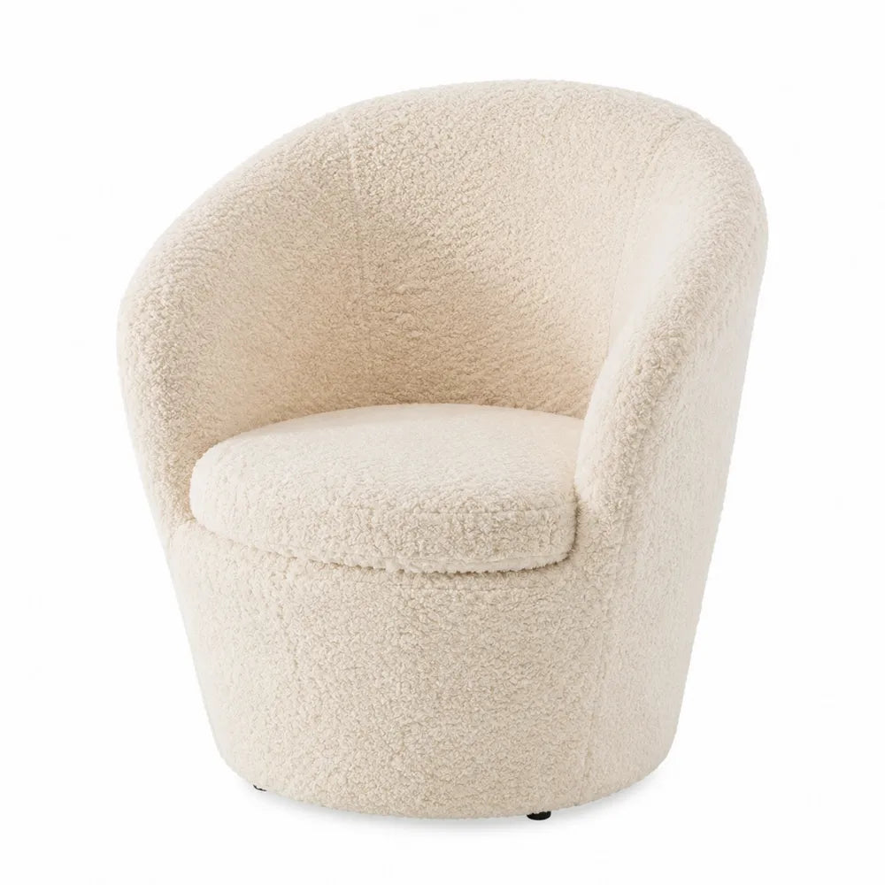 Poltrona in tessuto bouclé crema
