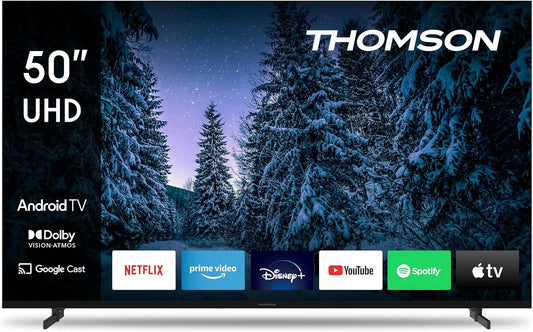 Google 50UA5S13 Smart TV, 50 pollici, televisore, 4K UHD, HDMI, Wi-Fi, Bluetooth, Android OS, Triple-Tuner, Dolby Digital, 126 cm, CI+, Cavo