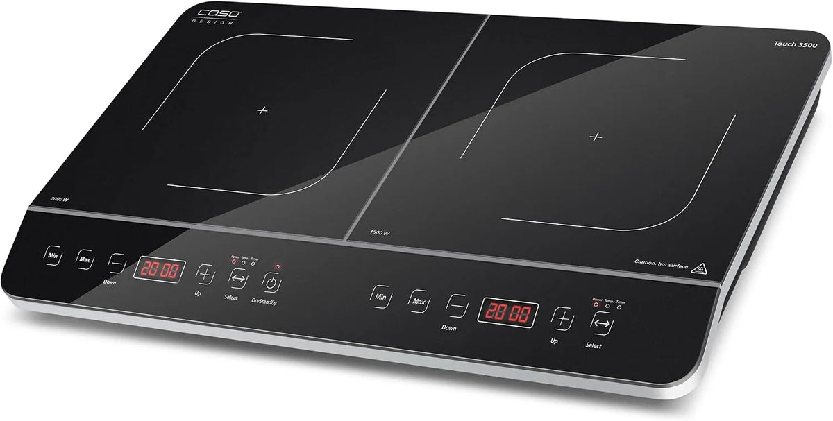 Caso interruttore di sicurezza, Touch 3500 Piastra di cottura a induzione doppia mobile, 60-240°C, 6 livelli, timer 180 minuti, pentole fino a 26 cm