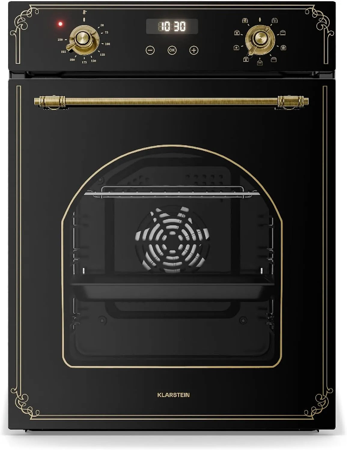 Klarstein Forno elettrico, 45cm, 49 L, 9 programmi, classe energetica E, da incasso, timer, vapore, stretto, rimovibile, nero, Elizabeth Slim