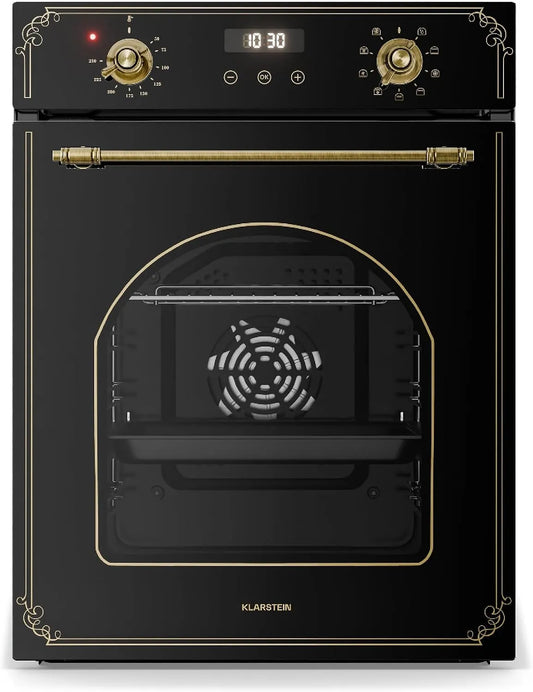 Klarstein Forno elettrico, 45cm, 49 L, 9 programmi, classe energetica E, da incasso, timer, vapore, stretto, rimovibile, nero, Elizabeth Slim