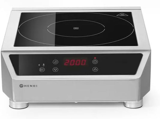 Piano cottura a induzione, 3500 W, 60 a 240 °C, 230 V, piastra a induzione, touch, professionale, acciaio inox, 342x431x, 116mm, 230V, 3500W