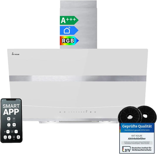 Cappa aspirante HERMES8005WM, 80 cm, cappa da cucina, inclinata, bianco, KKT KOLBE Cappa aspirante inclinata HERMES8005WM