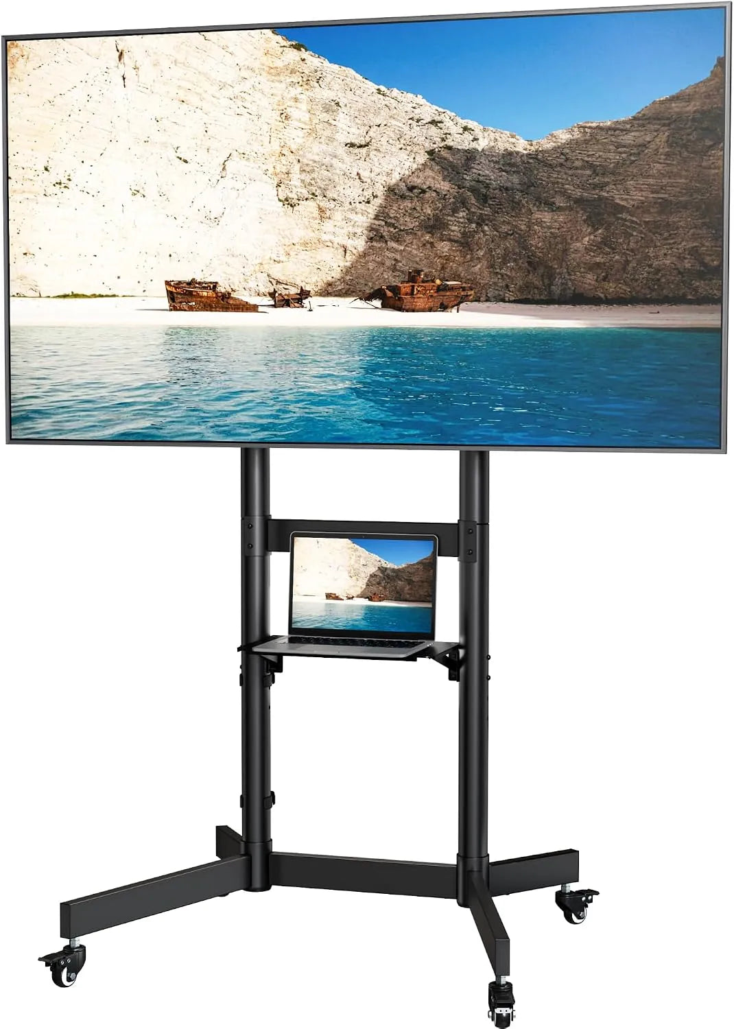 Smart TV, 100 pollici, 800 x 600 mm, 800 × 600, televisore, portatile, ruote di trasporto, nero, portata fino a 75 kg, VESA max, Robusto supporto