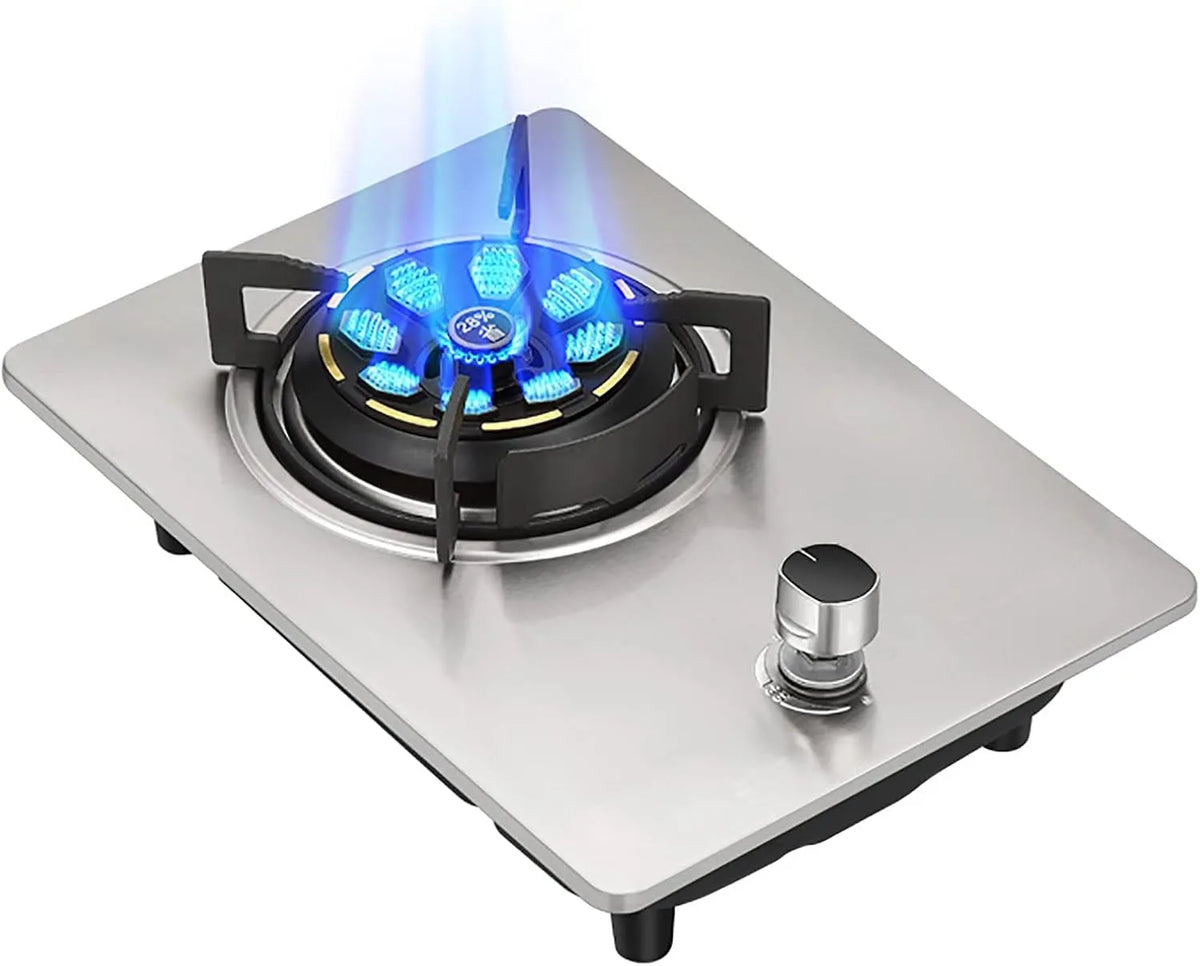 Piano cottura a gas, da incasso, acciaio inox, fornello a gas, nero, Acciaio Inossidabile, con Supporti per