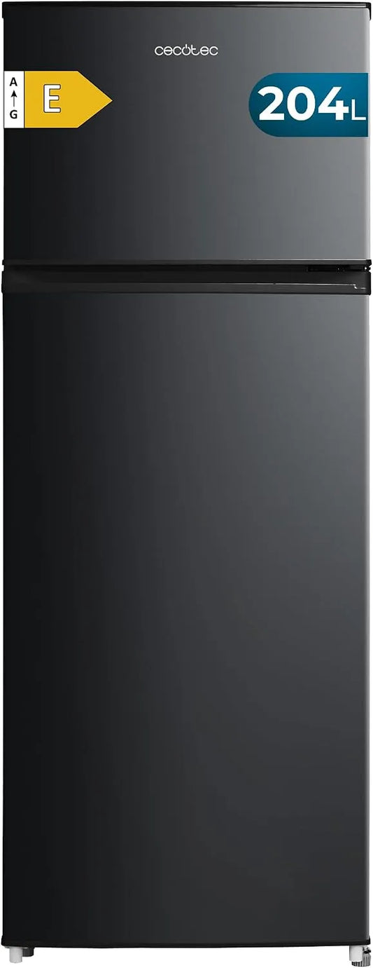Cecotec Bolero CoolMarket 2D Frigorifero combinato, 204 L, classe energetica E, Inverter, illuminazione LED, frigo con congelatore, nero, Altezza 143