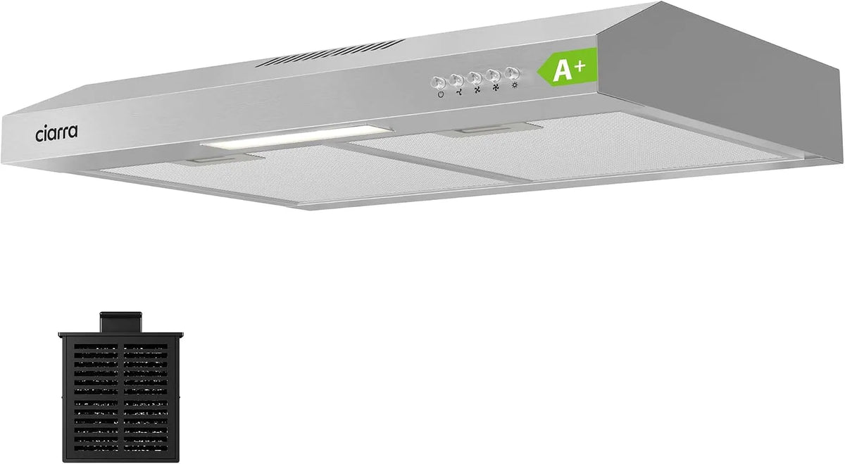 CIARRA AWS6903D Cappa aspirante, 60 cm, 58 dB, cappa da cucina, argento